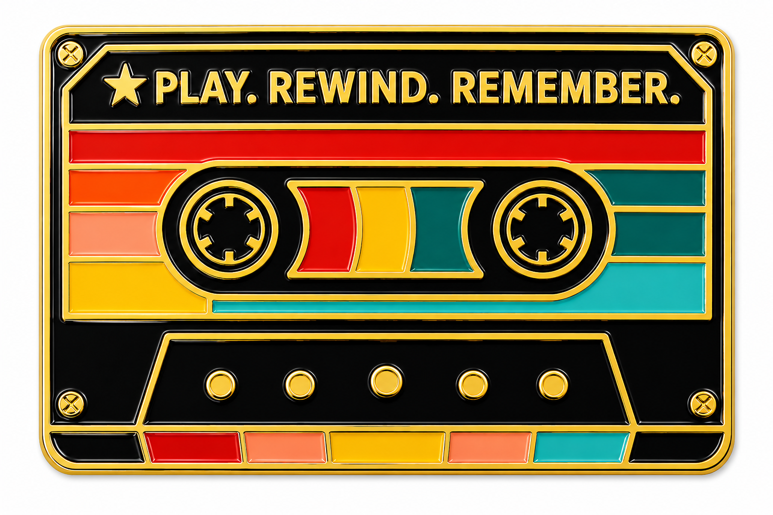 Play Rewind Remember | Gold & Groove Cassette Pin