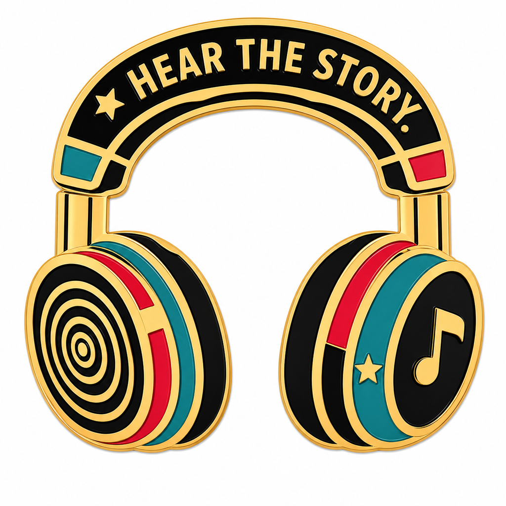 Hear the Story | Gold & Groove Headphones Pin
