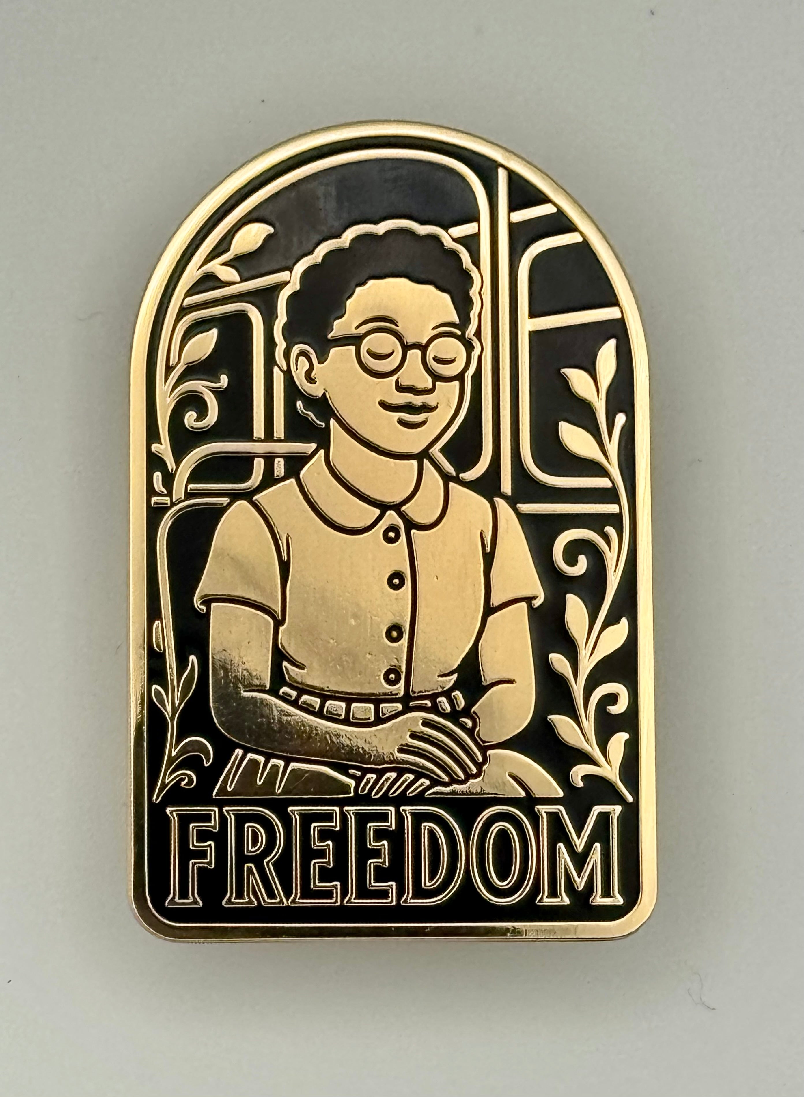 Freedom Enamel Pin – Inspired by the Legacy of Rosa Parks (Hard Enamel, Gold Accents) – DROPPING 1/16