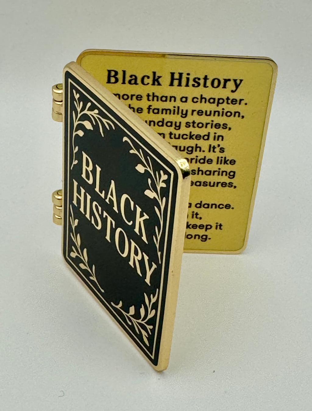 Black History Book Pin - A Story Worth Carrying (Hinged Hard Enamel, Gold Accents) - DROPPING 1/16
