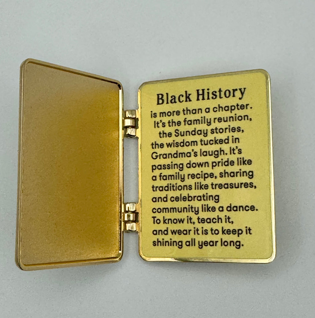Black History Book Pin - A Story Worth Carrying (Hinged Hard Enamel, Gold Accents) - DROPPING 1/16