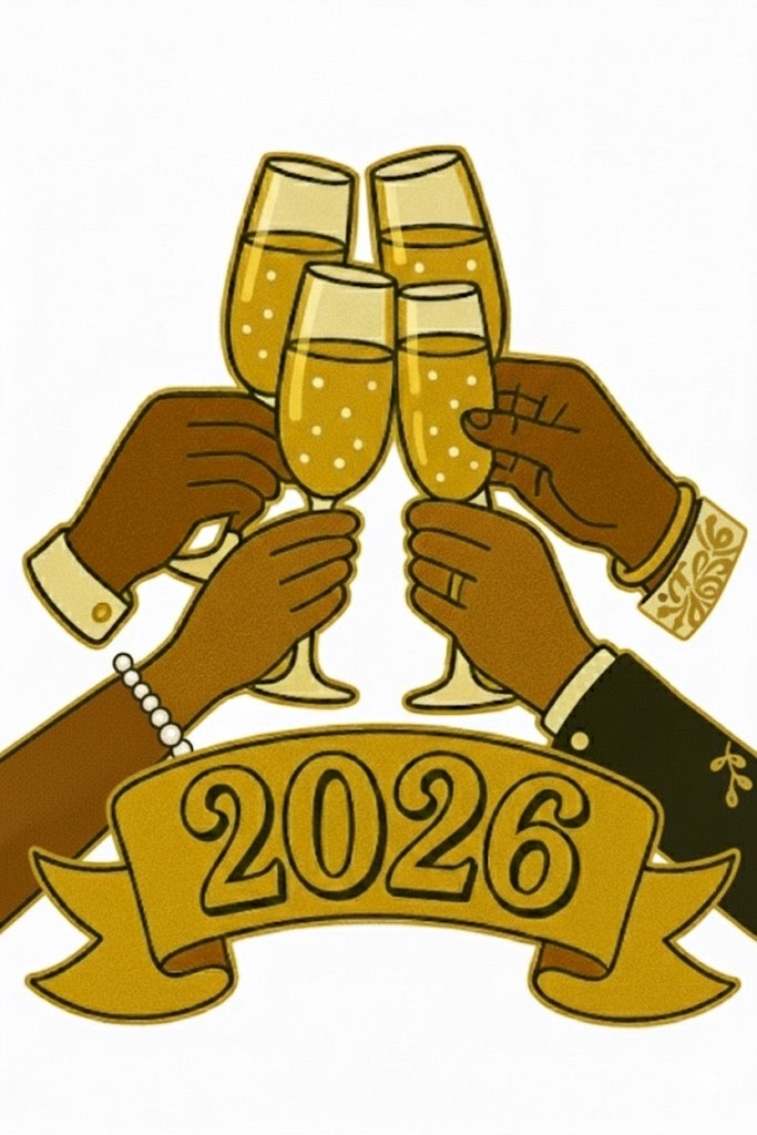 Happy New Year 2026 Pin — African American Celebration Pin (Hard Enamel, Gold Accents)