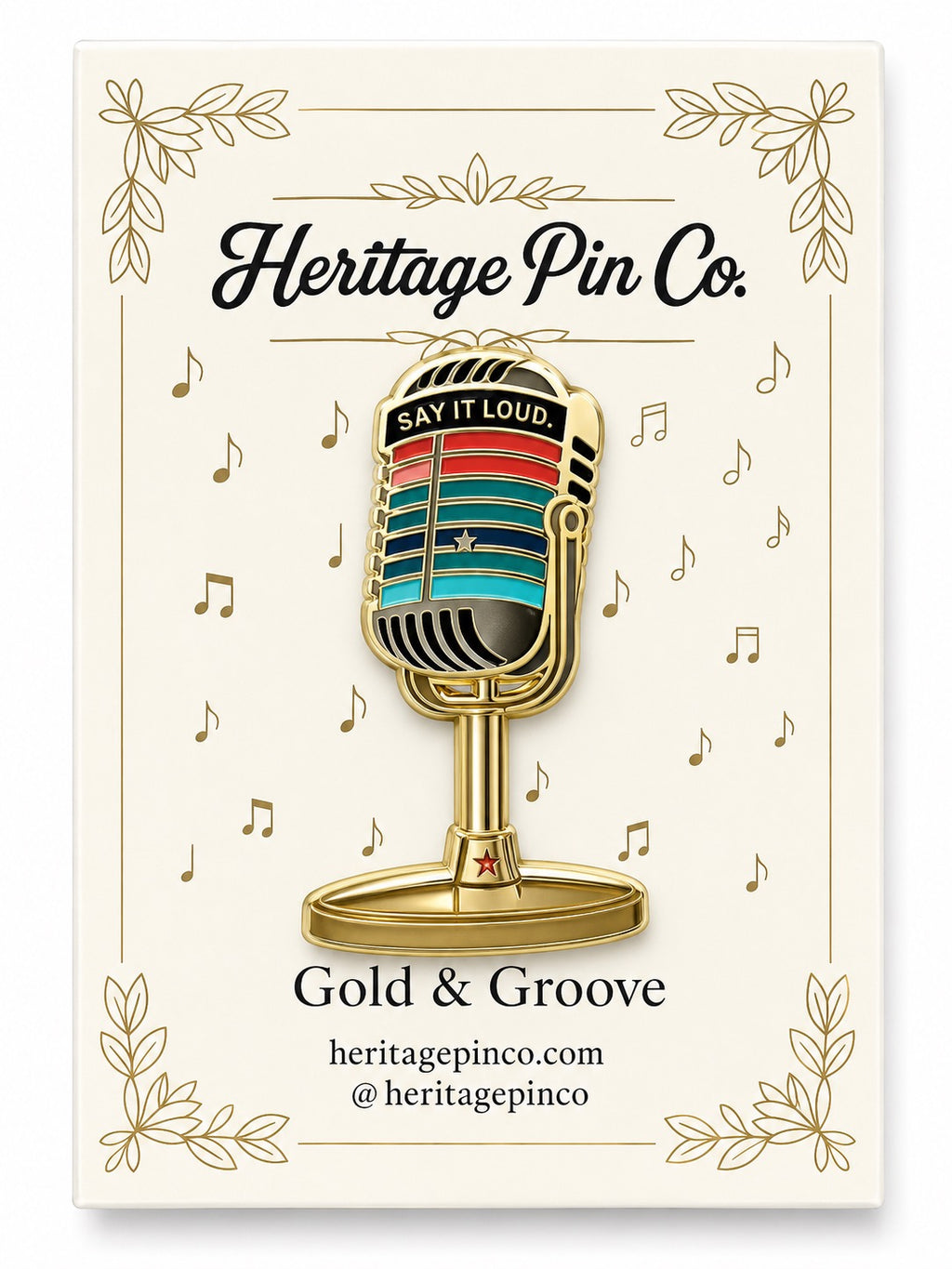 Say it Loud | Gold & Groove Microphone Pin
