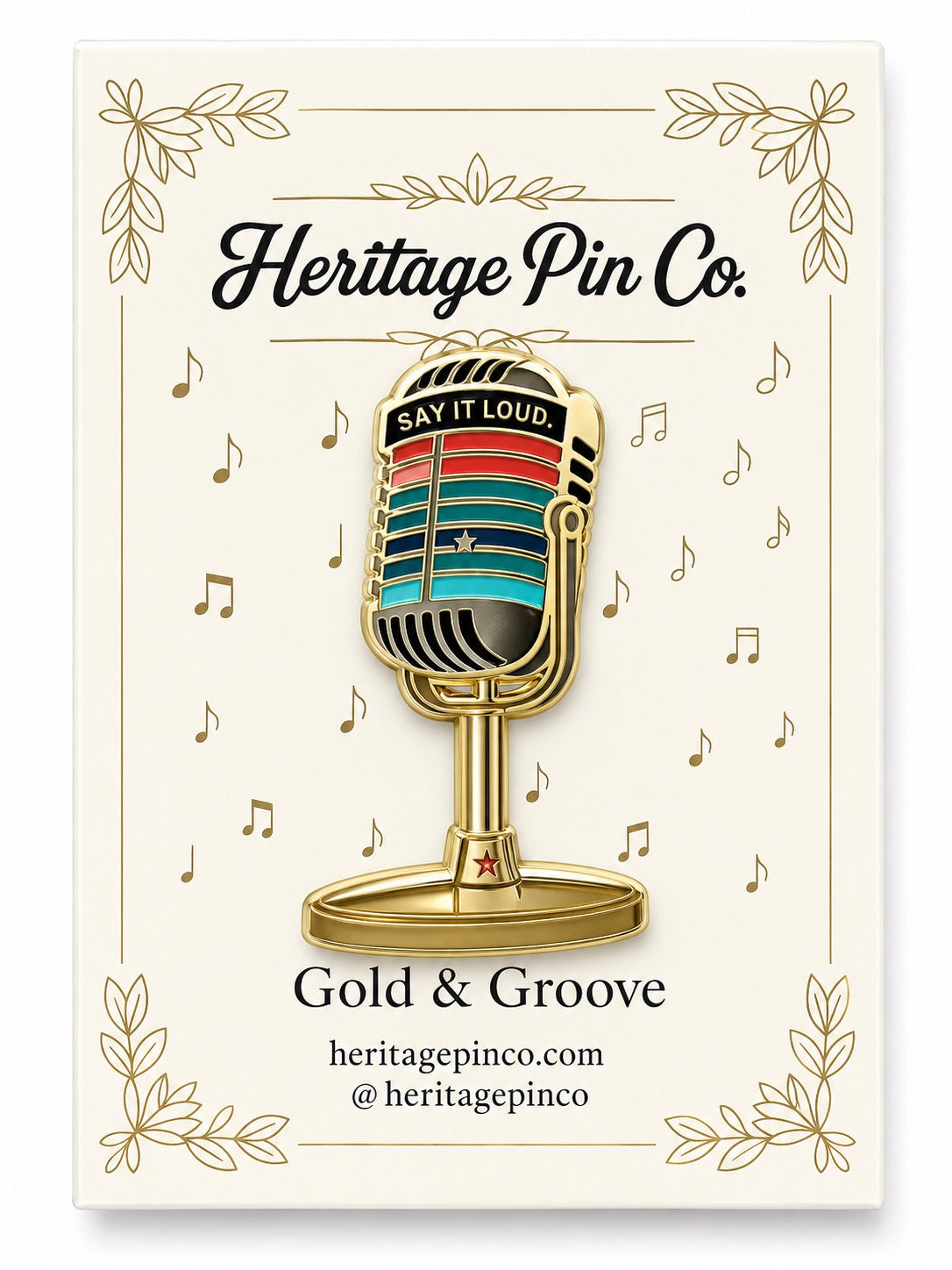 Say it Loud | Gold & Groove Microphone Pin