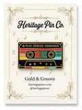 Play Rewind Remember | Gold & Groove Cassette Pin