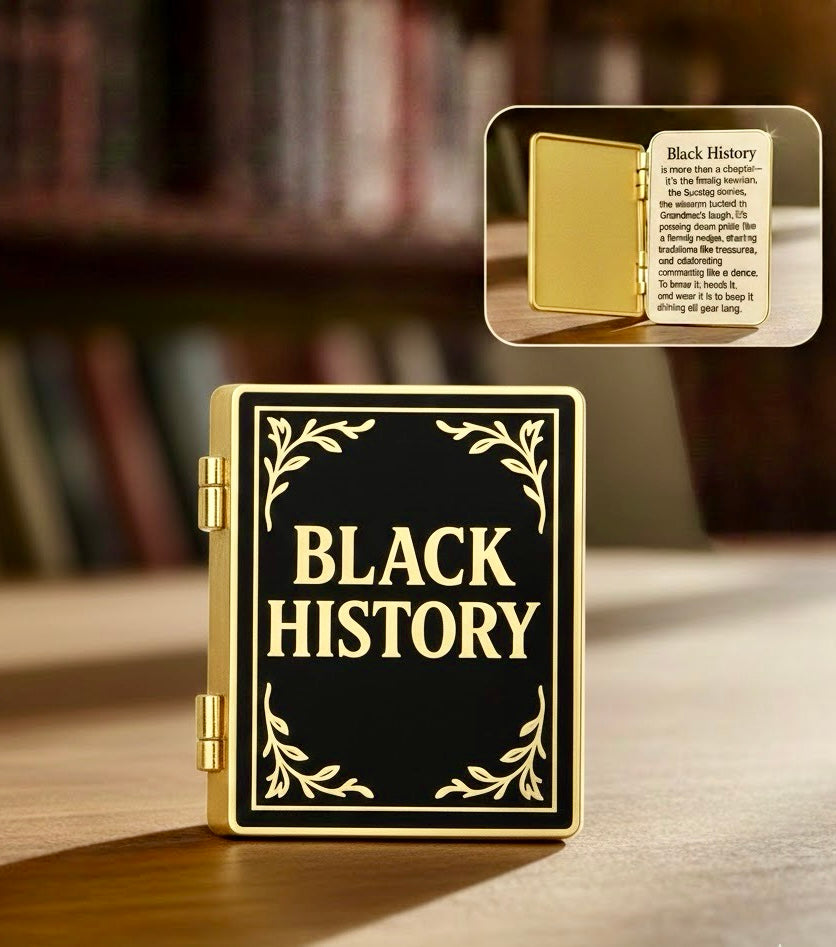 Black History Book Pin - A Story Worth Carrying (Hinged Hard Enamel, Gold Accents) - DROPPING 1/16