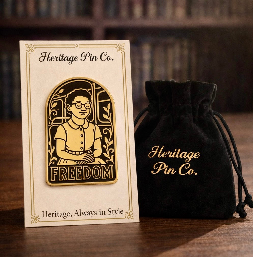 Freedom Enamel Pin – Inspired by the Legacy of Rosa Parks (Hard Enamel, Gold Accents) – DROPPING 1/16