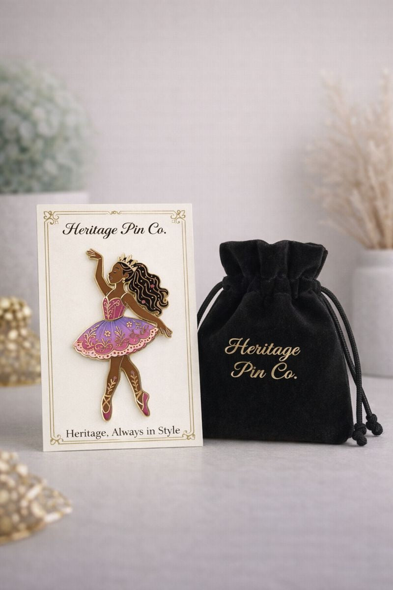 Heritage Ballerina Pin — African American Ballet Design (Hard Enamel, Gold Accents)