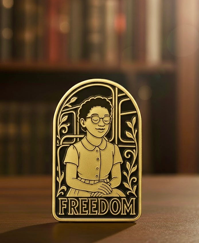 Freedom Enamel Pin – Inspired by the Legacy of Rosa Parks (Hard Enamel, Gold Accents) – DROPPING 1/16