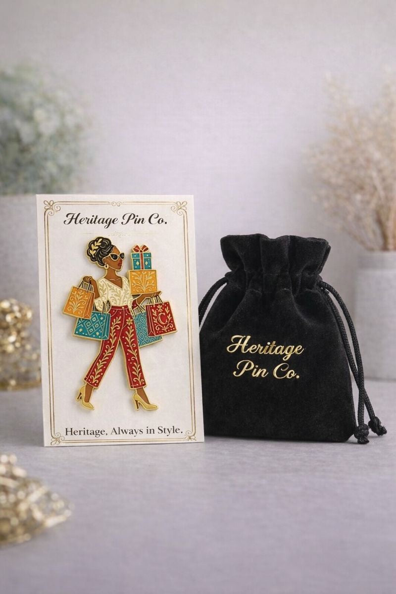 Heritage Shopper Pin — African American Shopper (Hard Enamel, Gold Accents)