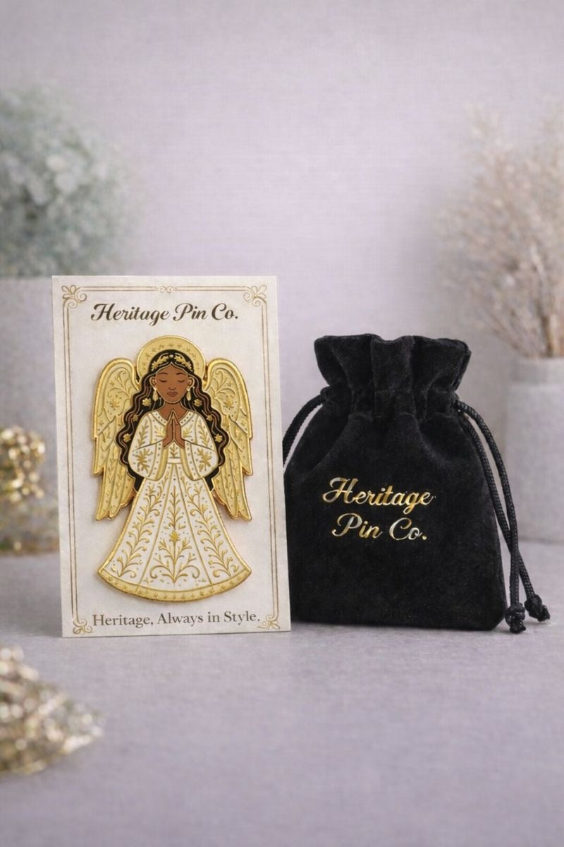 Heritage Angel Pin — African American Angel Design (Hard Enamel, Gold Accents)