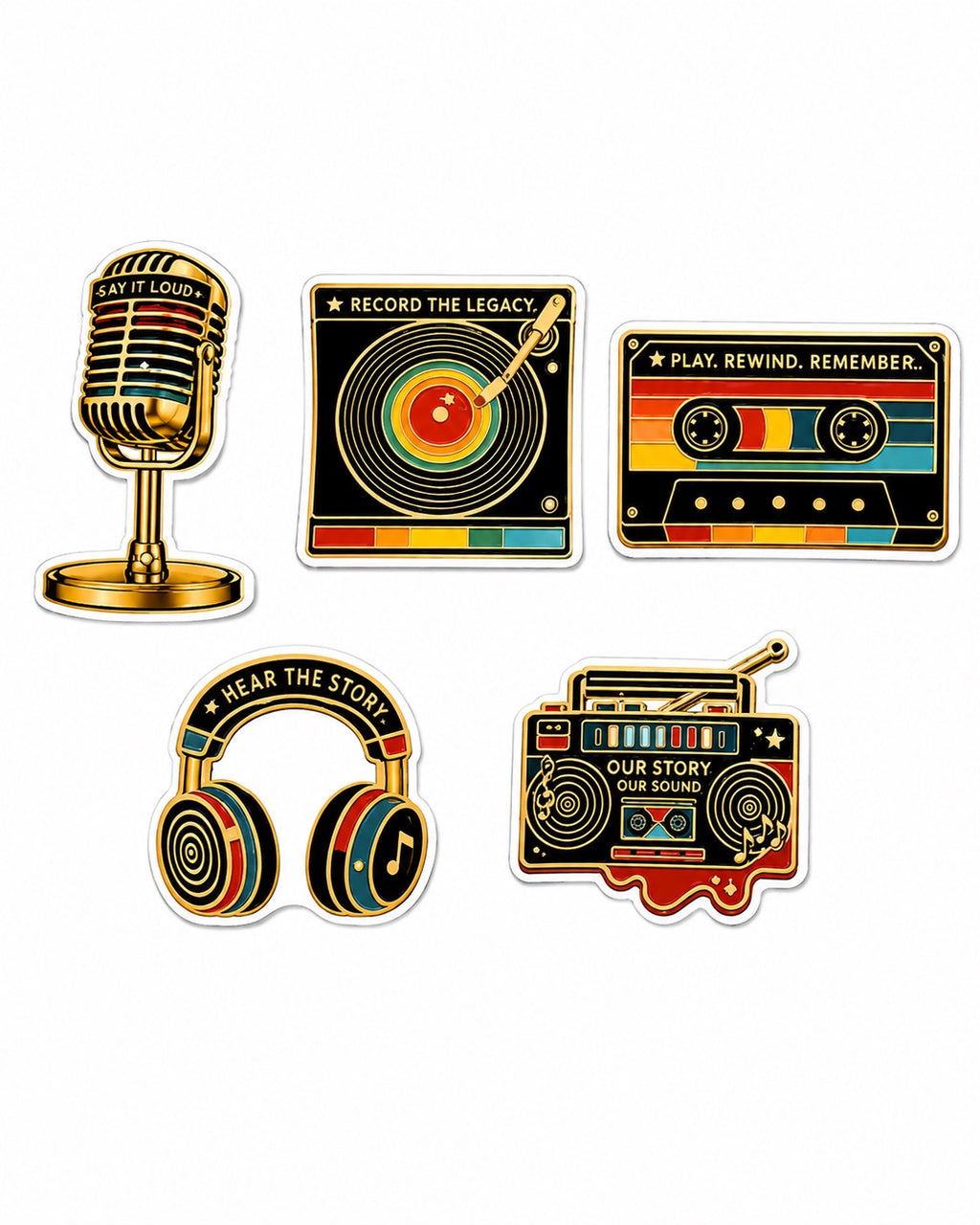 Gold & Groove 5-Pack Sticker Set | Collector Series