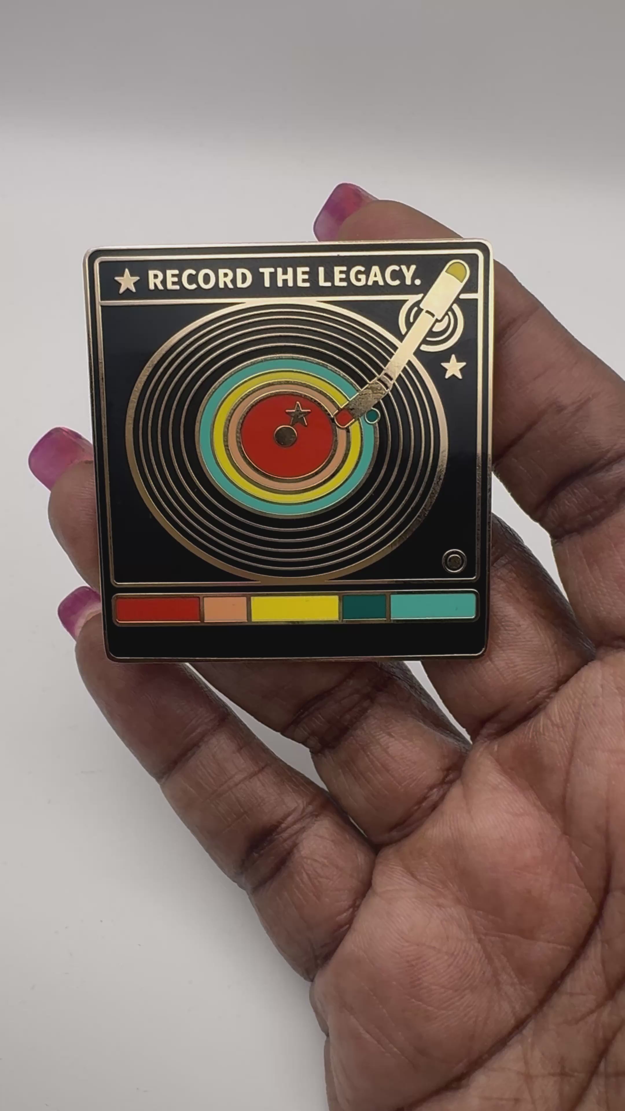 Record the Legacy | Gold & Groove Record Player Pin