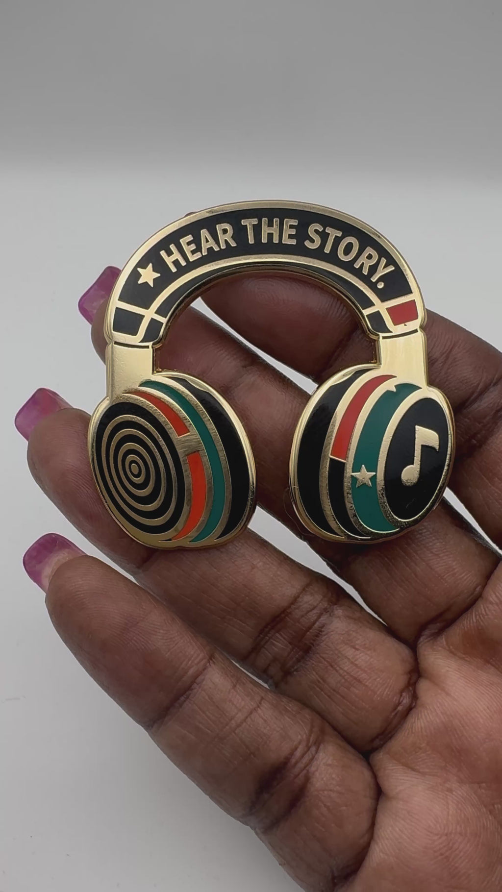 Hear the Story | Gold & Groove Headphones Pin