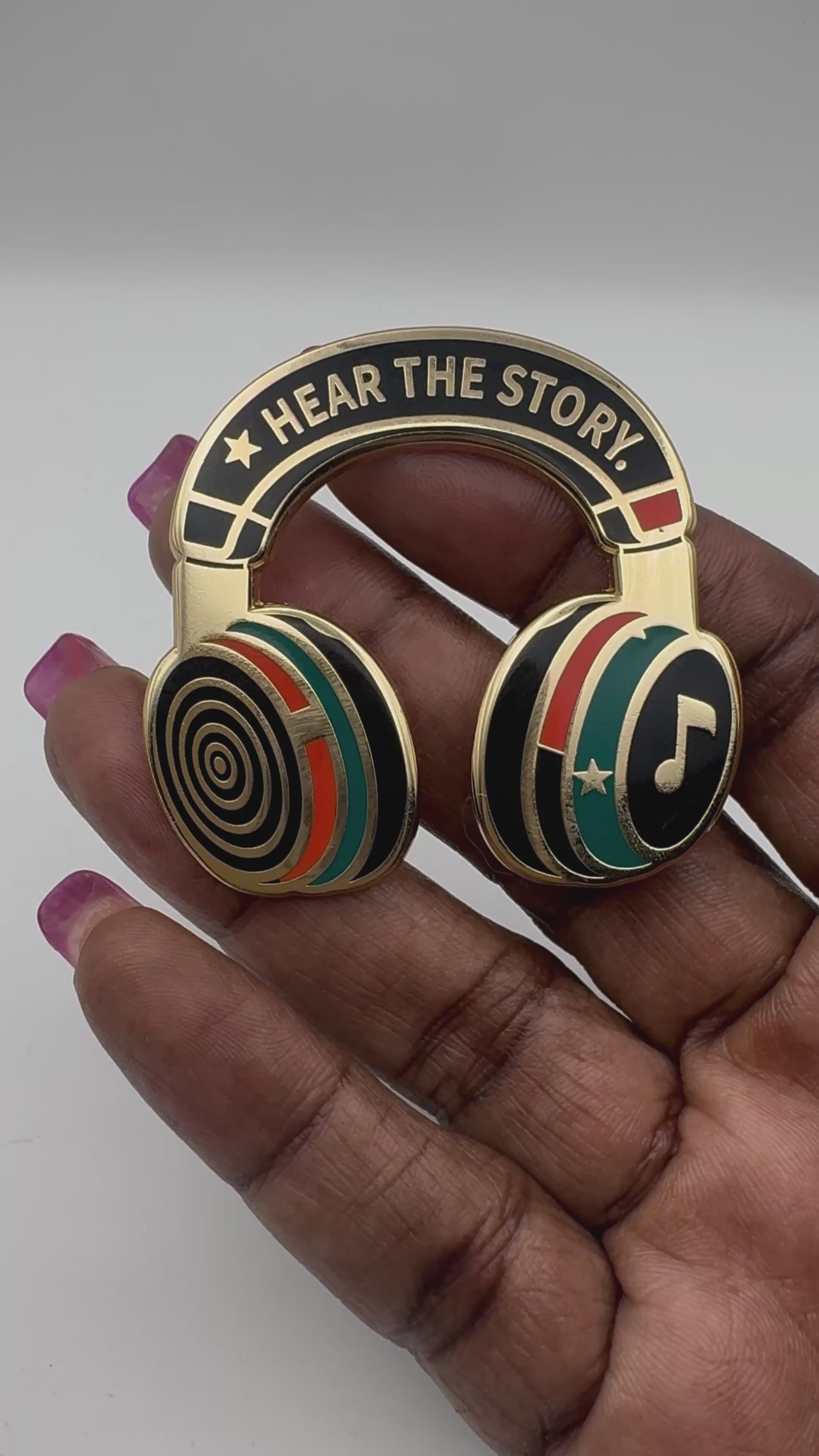 Hear the Story | Gold & Groove Headphones Pin