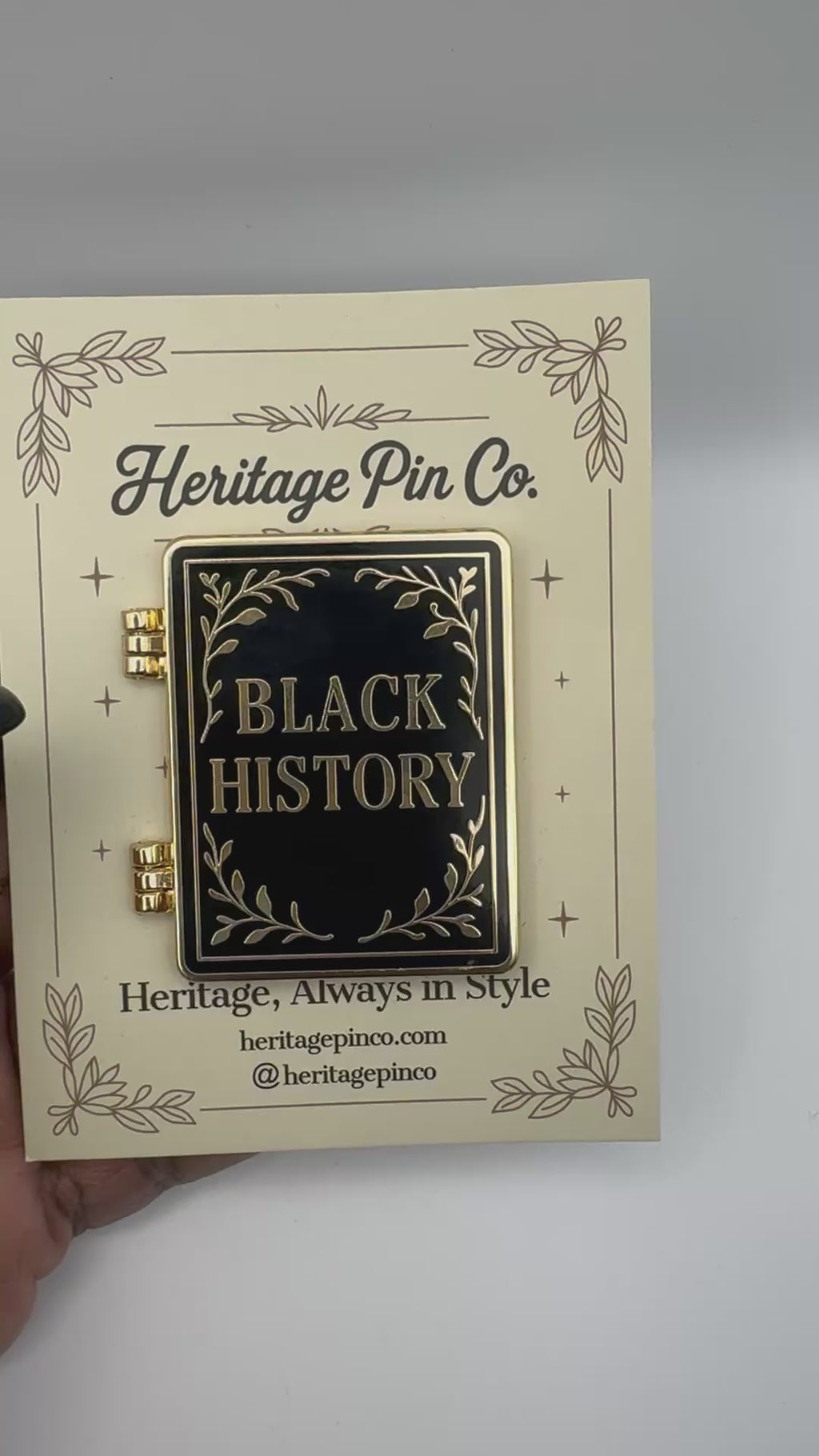 Black History Book Pin - A Story Worth Carrying (Hinged Hard Enamel, Gold Accents) - DROPPING 1/16
